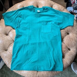 Vintage Single Stitch Fruit Of The Loom Pocket T-shirt Men's Size XL Green